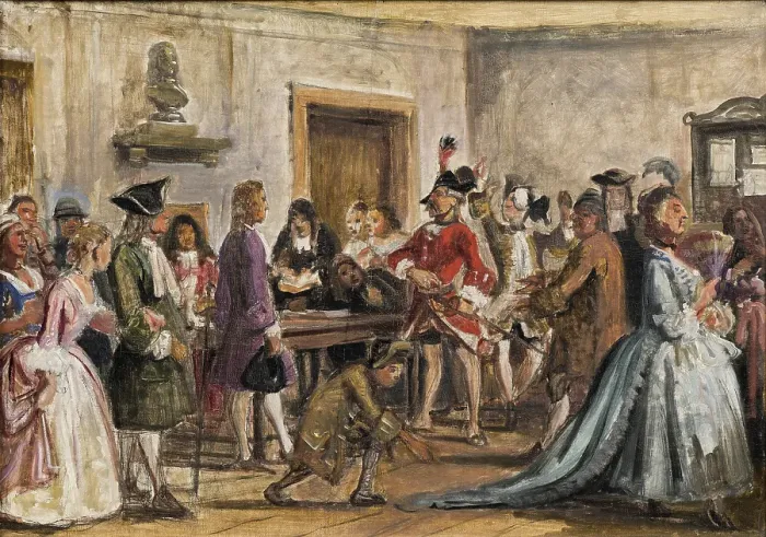 Framed Print : Philemon and his prosecutors. Scene from Det lykkelige skibbrud by Holberg, Act 5, Scene 9... c1859 Creator: Wilhelm Marstrand Framed Print : Philemon and his prosecutors. Scene from Det lykkelige skibbrud by Holberg, Act 5, Scene 9... c1859 Creator: Wilhelm Marstrand