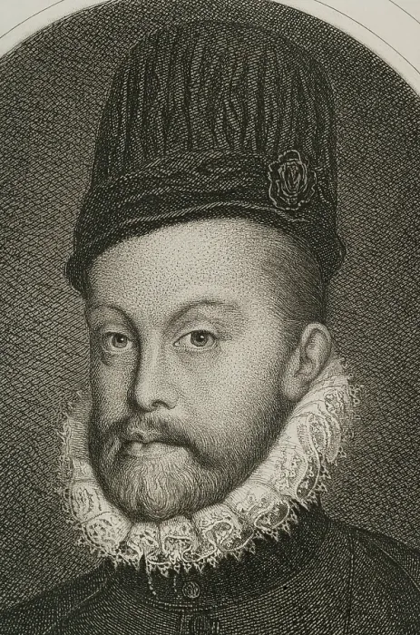 Framed Print : Philip II, (1527-1598), King of Spain (1556-1598), 1879. Detail. Creators: Magin Pujadas, Alphonse Charles Masson Framed Print : Philip II, (1527-1598), King of Spain (1556-1598), 1879. Detail. Creators: Magin Pujadas, Alphonse Charles Masson