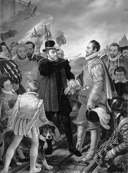 Philip II, King of Spain, Reproaches William I, Prince of Orange, in Vlissingen upon...1559, 1832. Creator: Cornelis Kruseman