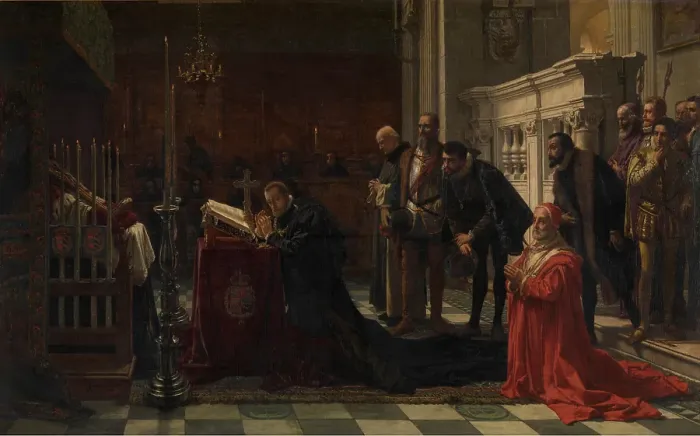 Framed Print : Philip II of Spain Honours Don John of Austria, 1873. Creator: Karel Ooms Framed Print : Philip II of Spain Honours Don John of Austria, 1873. Creator: Karel Ooms