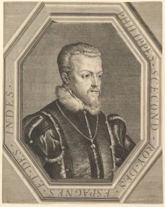 Framed Print : Philippe II, roi d Espagne. Creator: Jean Morin Framed Print : Philippe II, roi d Espagne. Creator: Jean Morin
