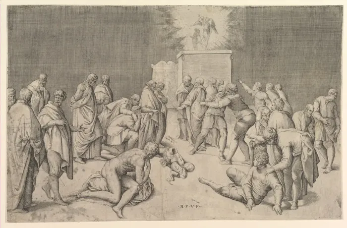 Framed Print : The Philistines Place the Ark of the Covenant in the Temple of Dagon, ca. 1540 Framed Print : The Philistines Place the Ark of the Covenant in the Temple of Dagon, ca. 1540