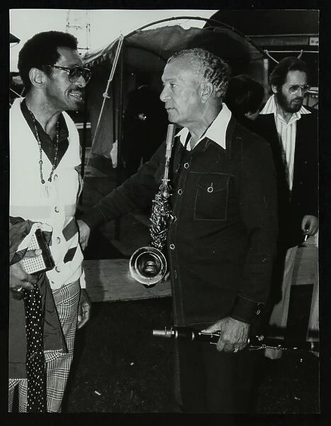 Philly Joe Jones and Earle Warren chatting at the Newport Jazz Festival, Middlesbrough, 1978