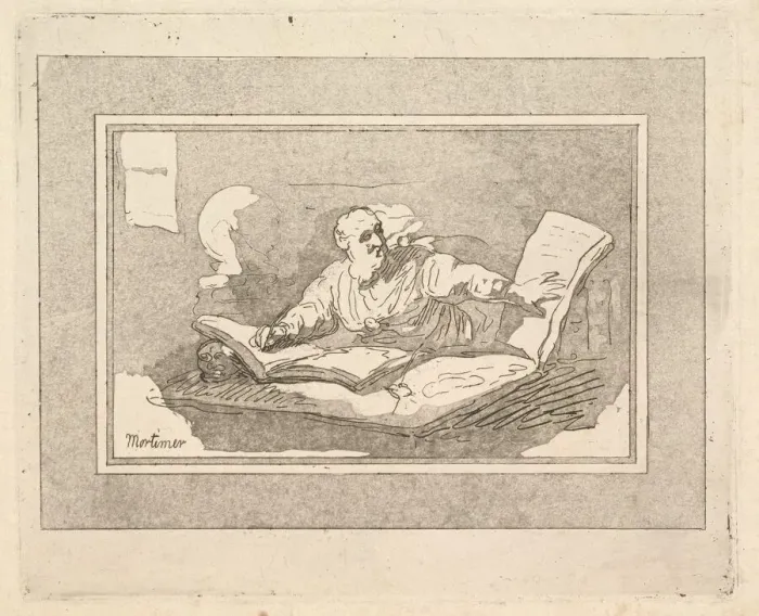 Framed Print : The Philosopher (Bearded Old Man Copying Book), 1783-87. Creator: Thomas Rowlandson Framed Print : The Philosopher (Bearded Old Man Copying Book), 1783-87. Creator: Thomas Rowlandson