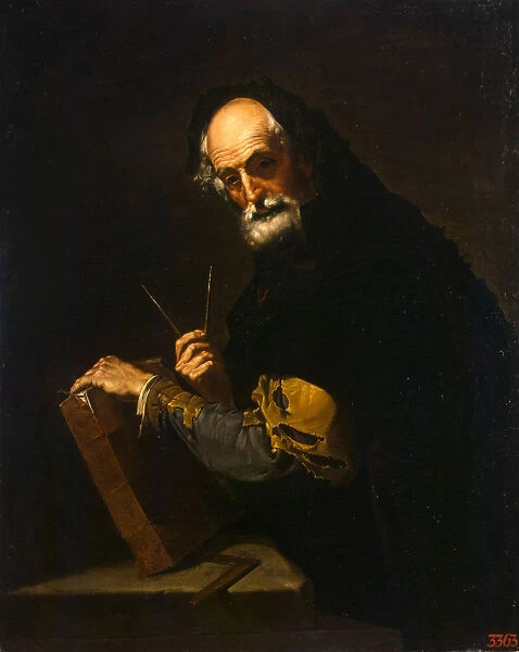 Philosopher with a book, a compass and goniometer, 1630. Artist: Ribera, Jose, de (1591-1652)