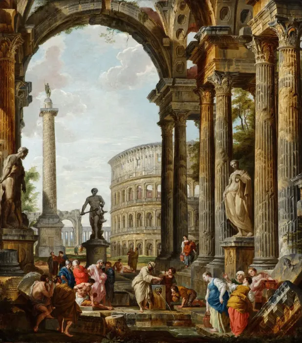 Framed Print : The Philosopher Diogenes Throwing Down His Bowl. Artist: Panini, Giovanni Paolo (1691-1765) Framed Print : The Philosopher Diogenes Throwing Down His Bowl. Artist: Panini, Giovanni Paolo (1691-1765)
