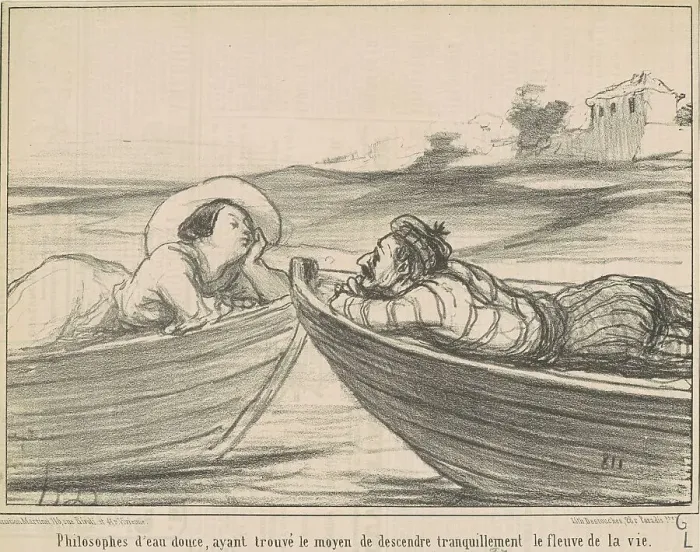 Framed Print : Philosophes d'eau douce... 19th century. Creator: Honore Daumier Framed Print : Philosophes d'eau douce... 19th century. Creator: Honore Daumier