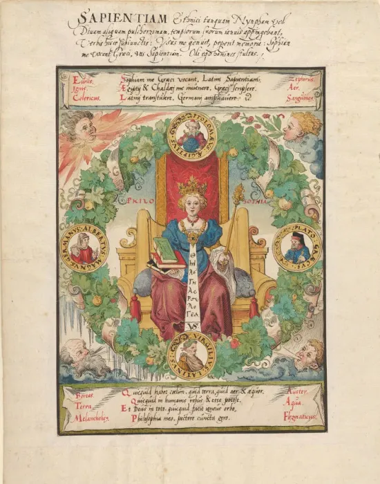 Framed Print : Philosophy Enthroned, mid-16th century. Creator: Virgil Solis Framed Print : Philosophy Enthroned, mid-16th century. Creator: Virgil Solis