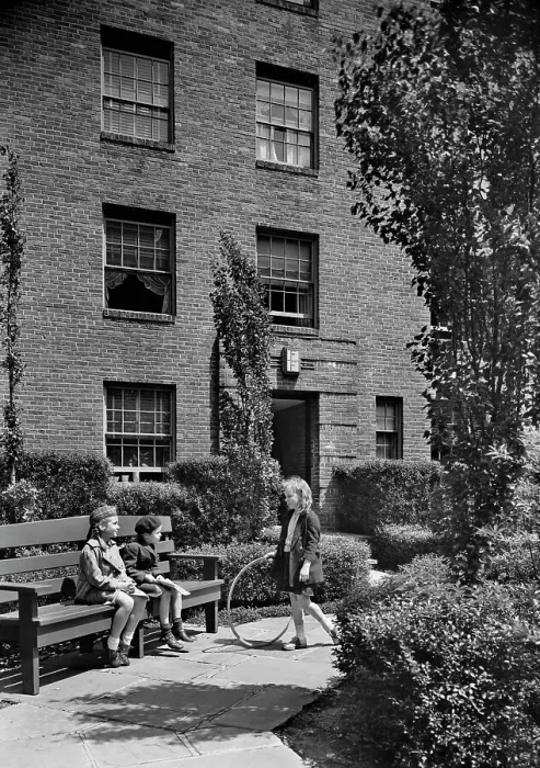 Framed Print : Phipps Garden Apartments, 5101 39th Ave. Long Island City, 1940. Creator: Gottscho-Schleisner, Inc Framed Print : Phipps Garden Apartments, 5101 39th Ave. Long Island City, 1940. Creator: Gottscho-Schleisner, Inc
