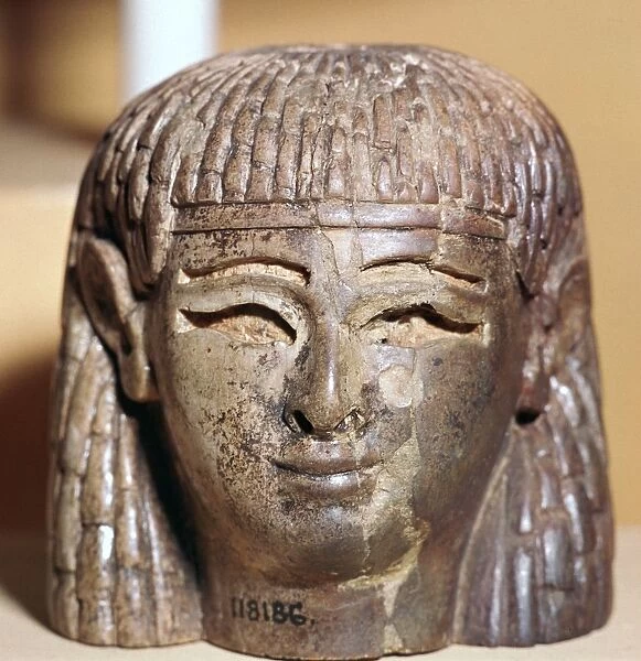 Phoenician ivory head found at the Burnt Palace in Nimrud, 8th century BC