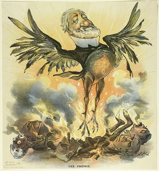 The Phoenix, from Puck, 1890. Creator: Joseph Keppler
