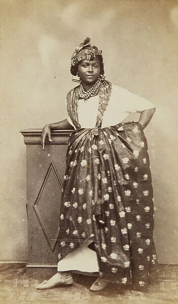Photograph of unidentified woman wearing French Antillean dress, 1860-1880