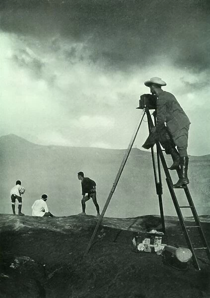 Photographing at the Craters Lip, Aso-San, 1910. Creator: Unknown