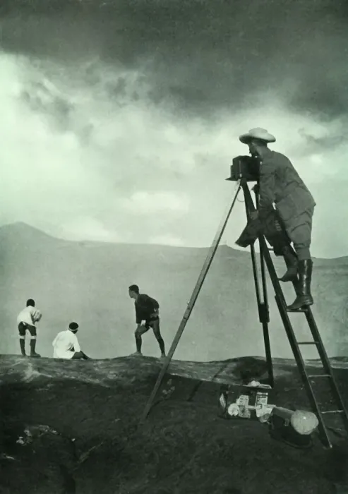 Framed Print : Photographing at the Craters Lip, Aso-San, 1910. Creator: Unknown Framed Print : Photographing at the Craters Lip, Aso-San, 1910. Creator: Unknown