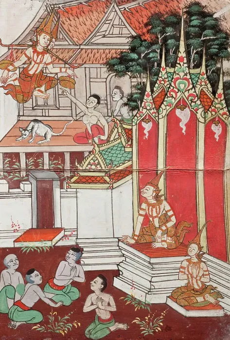 Framed Print : Phra Malai Manuscript (image 16 of 21), between c1860 and c1880. Creator: Unknown Framed Print : Phra Malai Manuscript (image 16 of 21), between c1860 and c1880. Creator: Unknown