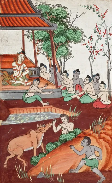 Framed Print : Phra Malai Manuscript (image 8 of 21), between c1860 and c1880. Creator: Unknown Framed Print : Phra Malai Manuscript (image 8 of 21), between c1860 and c1880. Creator: Unknown