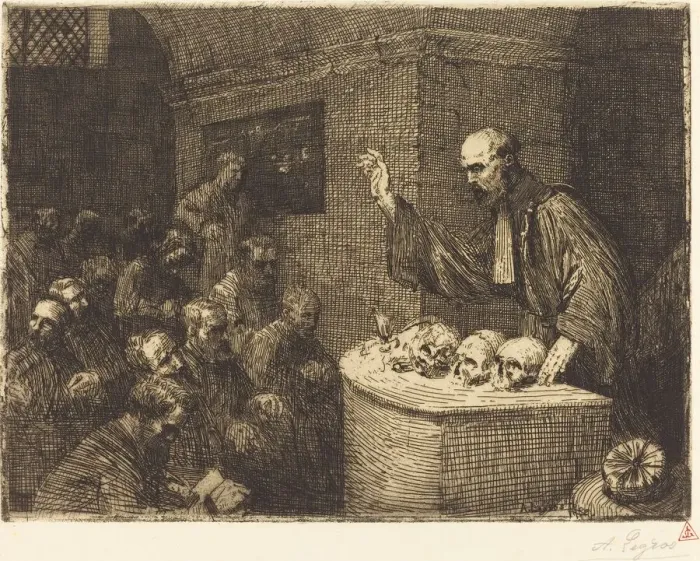 Framed Print : Phrenology Course, 2nd plate (Le cours de phrenologie), 1906. Creator: Alphonse Legros Framed Print : Phrenology Course, 2nd plate (Le cours de phrenologie), 1906. Creator: Alphonse Legros