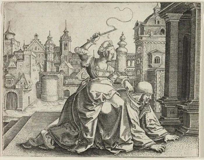 Framed Print : Phyllis and Aristotle, c. 1545. Creator: Hans Brosamer Framed Print : Phyllis and Aristotle, c. 1545. Creator: Hans Brosamer