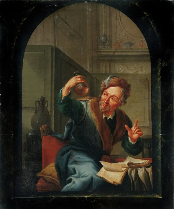 Framed Print : A physician or apothecary examining a flask at a casement, 1780. Creator: Willem Joseph Laquy Framed Print : A physician or apothecary examining a flask at a casement, 1780. Creator: Willem Joseph Laquy