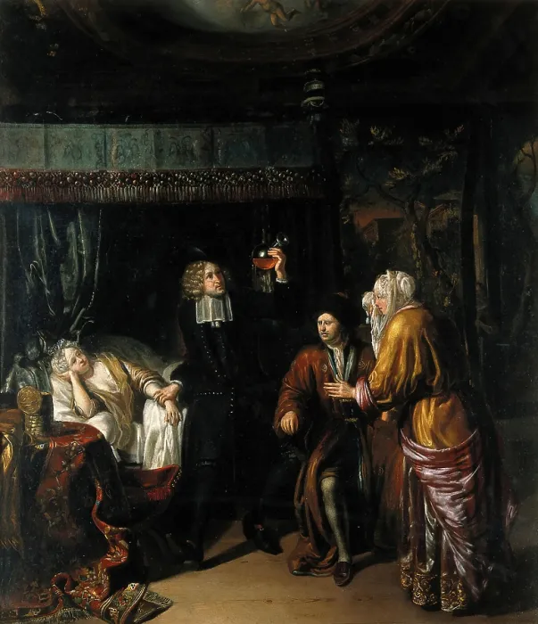Framed Print : A physician at the bedside of a young woman, c1700. Creator: Matthys Naiveu Framed Print : A physician at the bedside of a young woman, c1700. Creator: Matthys Naiveu