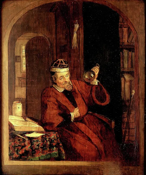 Framed Print : A physician examining urine, c1670s. Creator: Unknown Framed Print : A physician examining urine, c1670s. Creator: Unknown