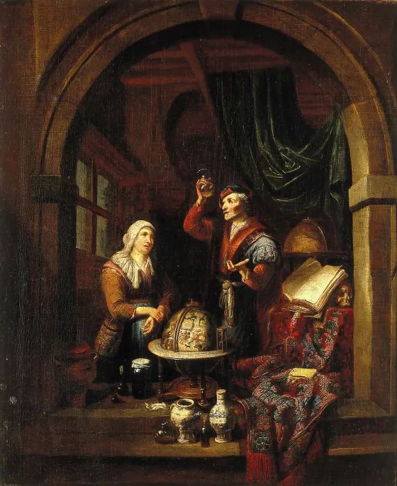 Framed Print : A physician examining a urine-flask, c1700. Creator: Gerard Thomas Framed Print : A physician examining a urine-flask, c1700. Creator: Gerard Thomas