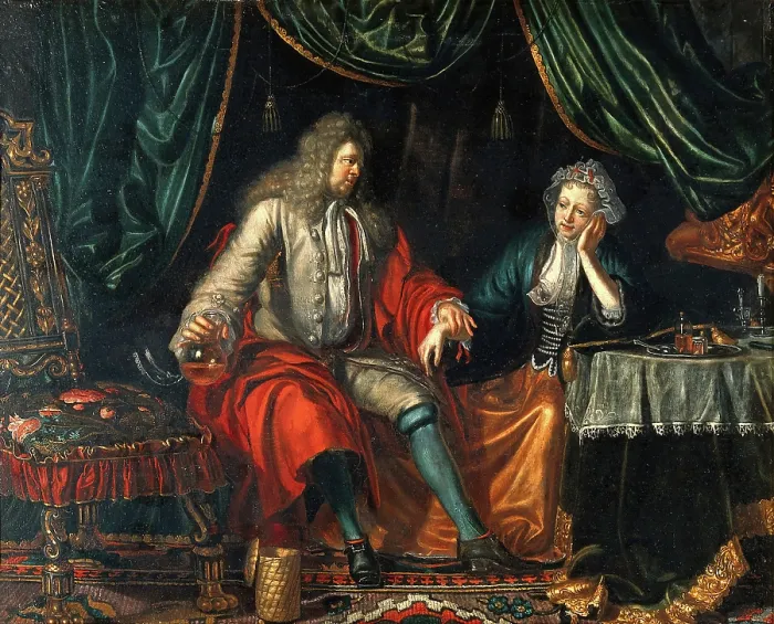 Framed Print : A physician feeling the pulse of a seated woman patient, c1700. Creator: Matthys Naiveu Framed Print : A physician feeling the pulse of a seated woman patient, c1700. Creator: Matthys Naiveu