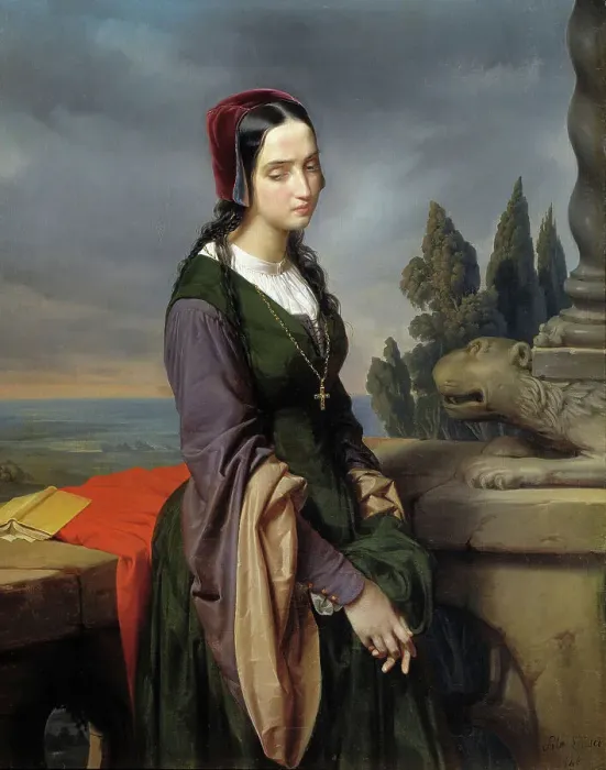 Framed Print : Pia de Tolomei, 1846. Creator: Sala, Eliseo (1813-1879) Framed Print : Pia de Tolomei, 1846. Creator: Sala, Eliseo (1813-1879)