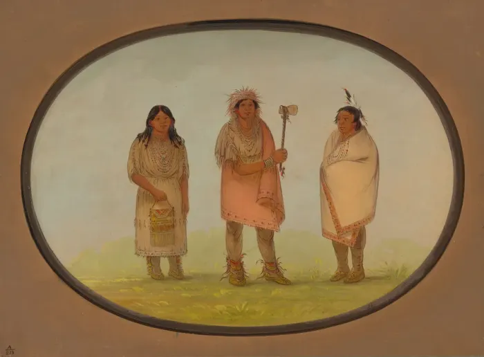 Framed Print : Three Piankeshaw Indians, 1861 / 1869. Creator: George Catlin Framed Print : Three Piankeshaw Indians, 1861 / 1869. Creator: George Catlin