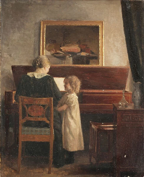 At the piano, 1876-1898. Creator: Peter Vilhelm Ilsted