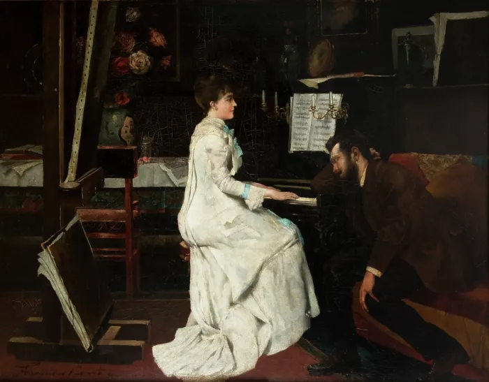 Framed Print : At the Piano, between 1882-1886. Creator: Stanislaw Lentz Framed Print : At the Piano, between 1882-1886. Creator: Stanislaw Lentz