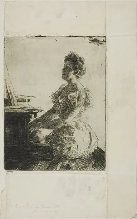 Framed Print : At the Piano, 1900. Creator: Anders Leonard Zorn Framed Print : At the Piano, 1900. Creator: Anders Leonard Zorn