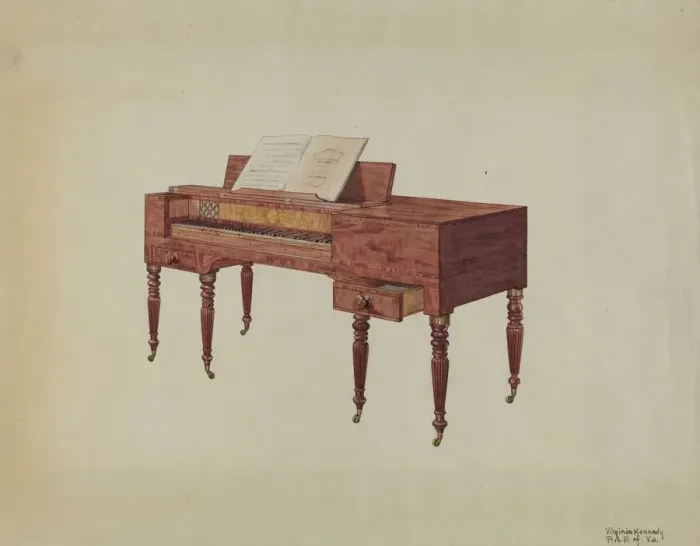 Framed Print : Piano, c. 1939. Creator: Virginia Kennady Framed Print : Piano, c. 1939. Creator: Virginia Kennady