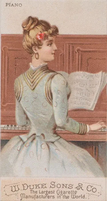 Framed Print : Piano, from the Musical Instruments series (N82) for Duke brand cigarettes, 1888. 1888 Framed Print : Piano, from the Musical Instruments series (N82) for Duke brand cigarettes, 1888. 1888