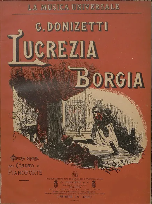 Framed Print : The piano score of the opera Lucrezia Borgia by Gaetano Donizetti. Creator: Anonymous Framed Print : The piano score of the opera Lucrezia Borgia by Gaetano Donizetti. Creator: Anonymous