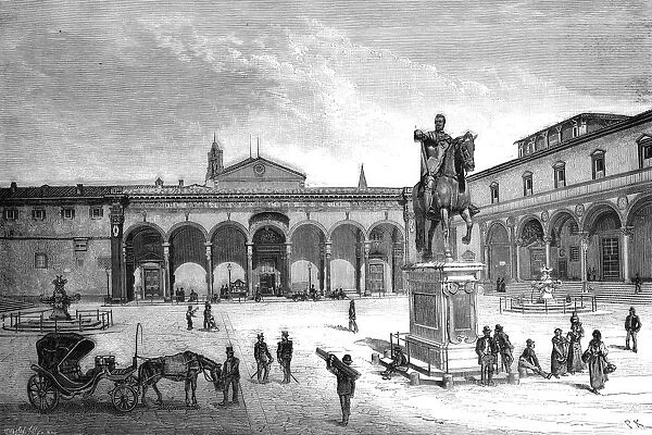 Piazza and church of the Santissima Annunziata, Florence, Italy, 1882