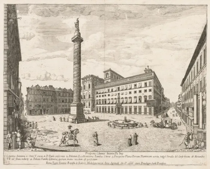 Framed Print : Piazza Colonna from Prospectus Locurum Urbis Romae Insign[ium], 1666. Creator