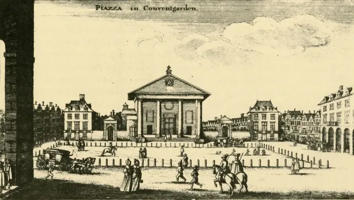 Framed Print : Piazza in Covent Garden, 18th century, (1925). Creator: Unknown Framed Print : Piazza in Covent Garden, 18th century, (1925). Creator: Unknown