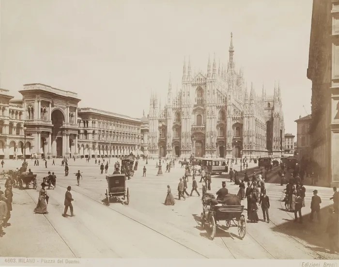 Framed Print : Piazza del Duomo, Milan, 19th century. Creator: Unknown Framed Print : Piazza del Duomo, Milan, 19th century. Creator: Unknown