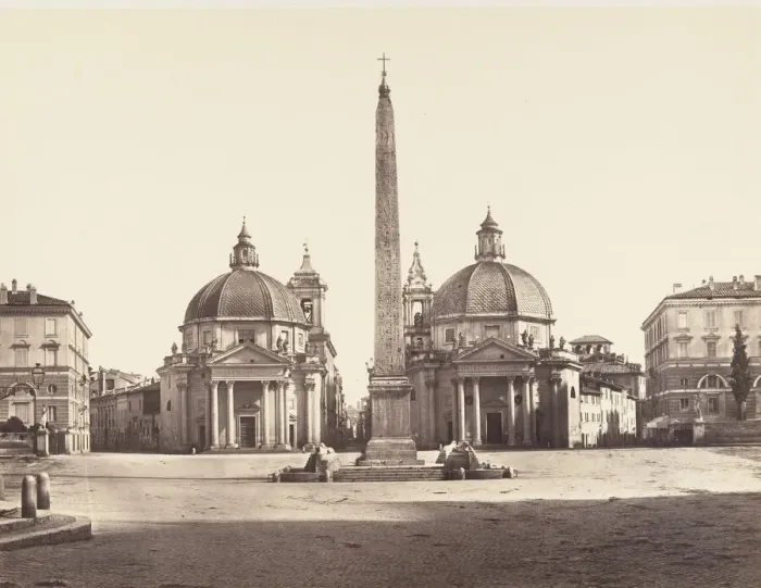 Framed Print : Piazza del Popolo, 1848-52. Creator: Eugene Constant Framed Print : Piazza del Popolo, 1848-52. Creator: Eugene Constant
