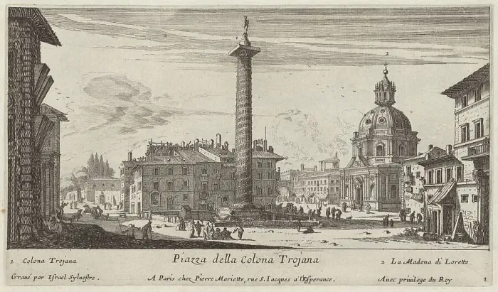 Framed Print : Piazza della Colona Trojana, 1640-1660. Creator: Israel Silvestre Framed Print : Piazza della Colona Trojana, 1640-1660. Creator: Israel Silvestre