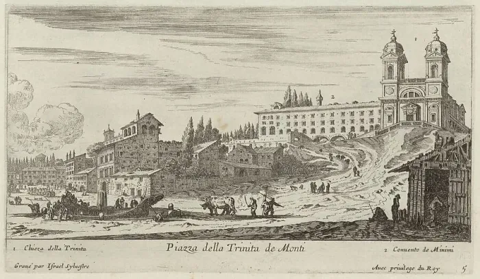 Framed Print : Piazza della Trinita de Monti, 1640-1660. Creator: Israel Silvestre Framed Print : Piazza della Trinita de Monti, 1640-1660. Creator: Israel Silvestre