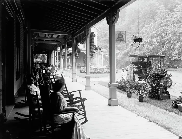Framed Print : Front piazza of the Kittatinny [House], Delaware Water Gap, Pa. ca 1905. Creator: Unknown