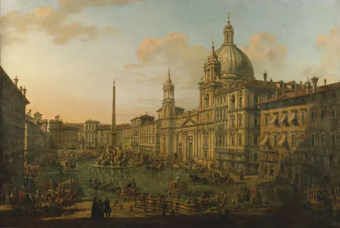 Framed Print : The Piazza Navona in Rome, Early 1740s. Creator: Bellotto, Bernardo (1720-1780) Framed Print : The Piazza Navona in Rome, Early 1740s. Creator: Bellotto, Bernardo (1720-1780)