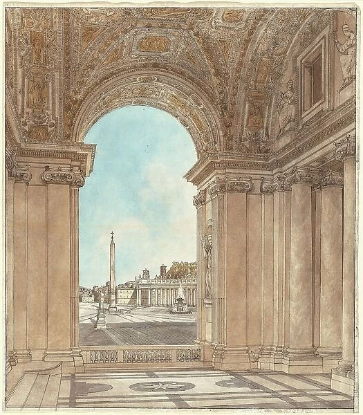 The Piazza of Saint Peter's Seen through an Arch of the Basilica, 1778 / 1779. Creator: Giacomo Antonio Domenico Quarenghi