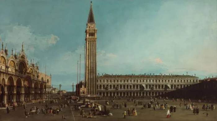 Framed Print : The Piazza San Marco, Venice, 1742-1745. Artist: Canaletto (1697-1768) Framed Print : The Piazza San Marco, Venice, 1742-1745. Artist: Canaletto (1697-1768)