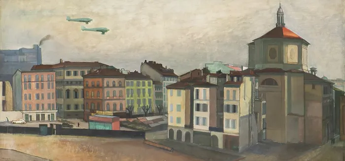 Framed Print : Piazza Santo Stefano di Milano, 1935. Creator: Penagini, Siro (1885-1952) Framed Print : Piazza Santo Stefano di Milano, 1935. Creator: Penagini, Siro (1885-1952)