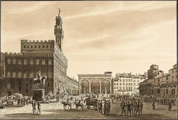 Framed Print : Piazza Signoria, n.d. Creator: Giuseppe Gherardi Framed Print : Piazza Signoria, n.d. Creator: Giuseppe Gherardi