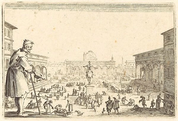 Piazza SS. Annunziata, Florence, c. 1622. Creator: Jacques Callot