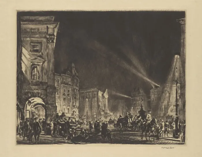 Framed Print : Piccadilly Circus, 1915. Creator: David Muirhead Bone Framed Print : Piccadilly Circus, 1915. Creator: David Muirhead Bone